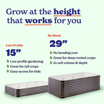 4-Pack Large Modular Metal Raised Garden Bed - 15 Tall